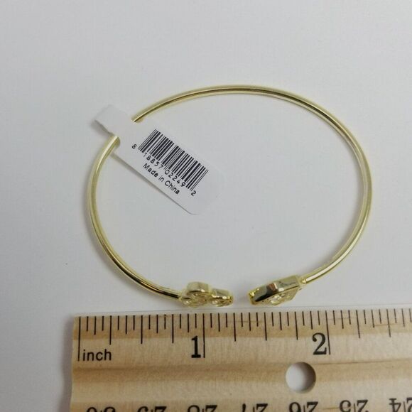 NWT Sterling Silver Gold Overlay Crystal Rhinestone Bangle Cuff Bracelet - Picture 6 of 8